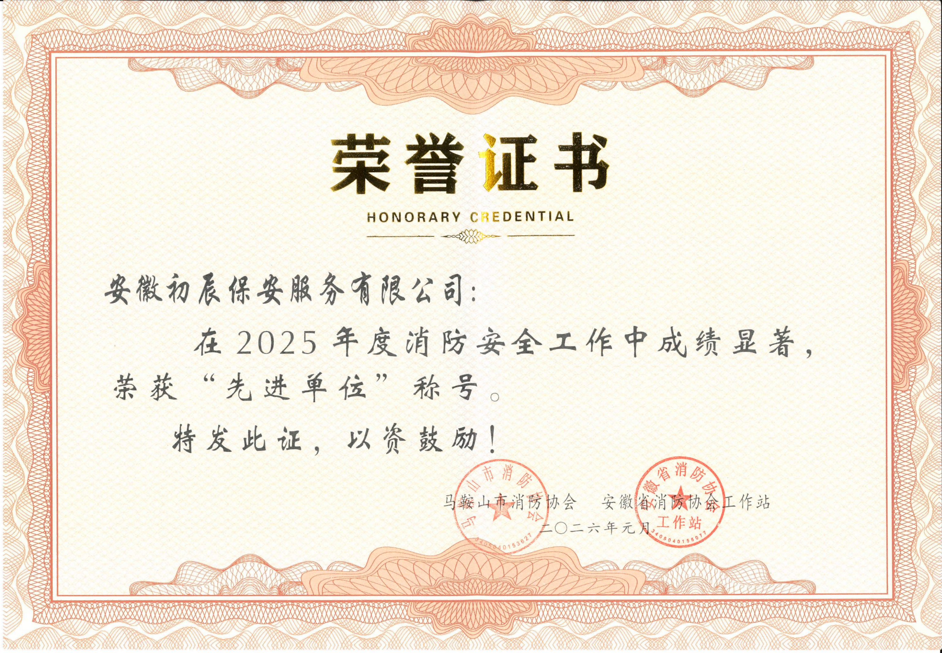 2025年消防安全“先进单位”